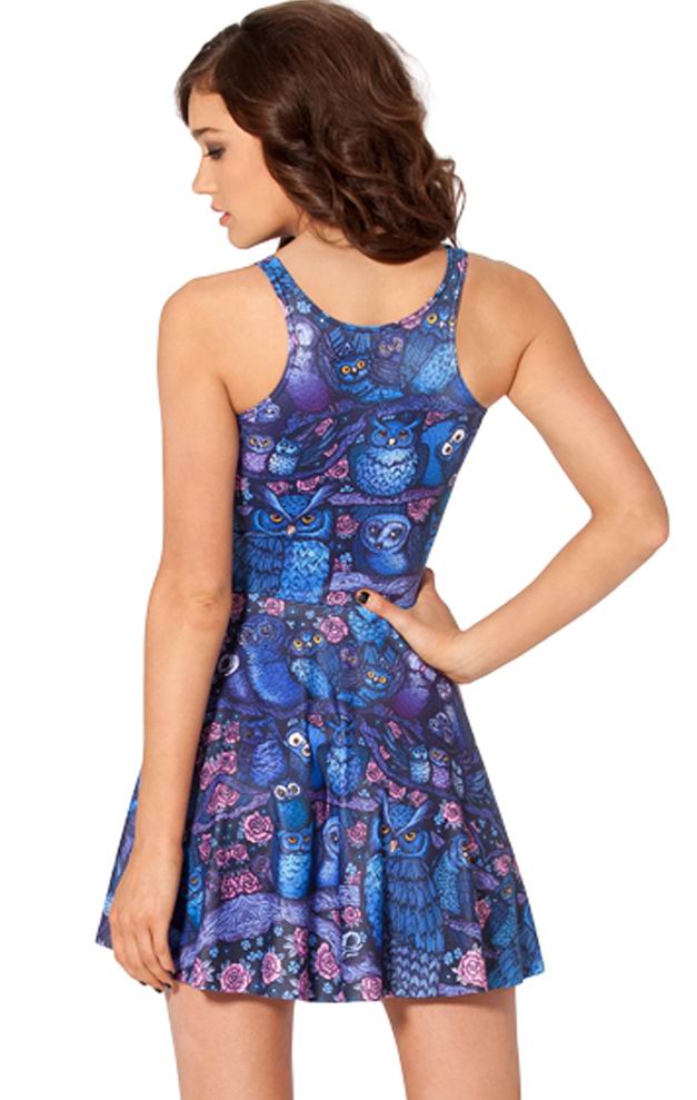 F33054  Cheap Sexy Midnight Owl Skater Dress